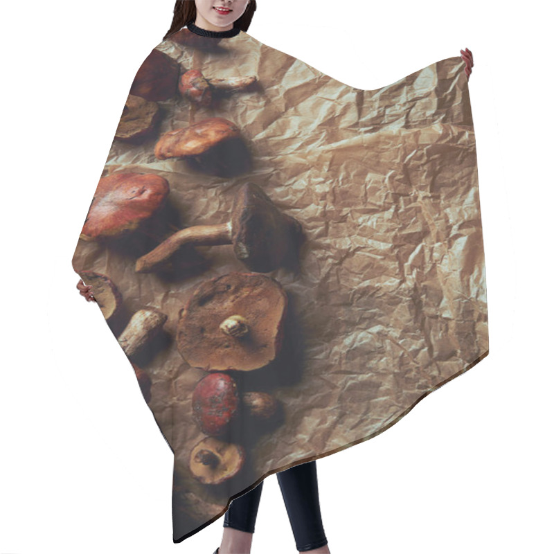 Personality  Top View Of Fresh Raw Tasty Suillus Mushrooms On Parchment Paper Hair Cutting Cape