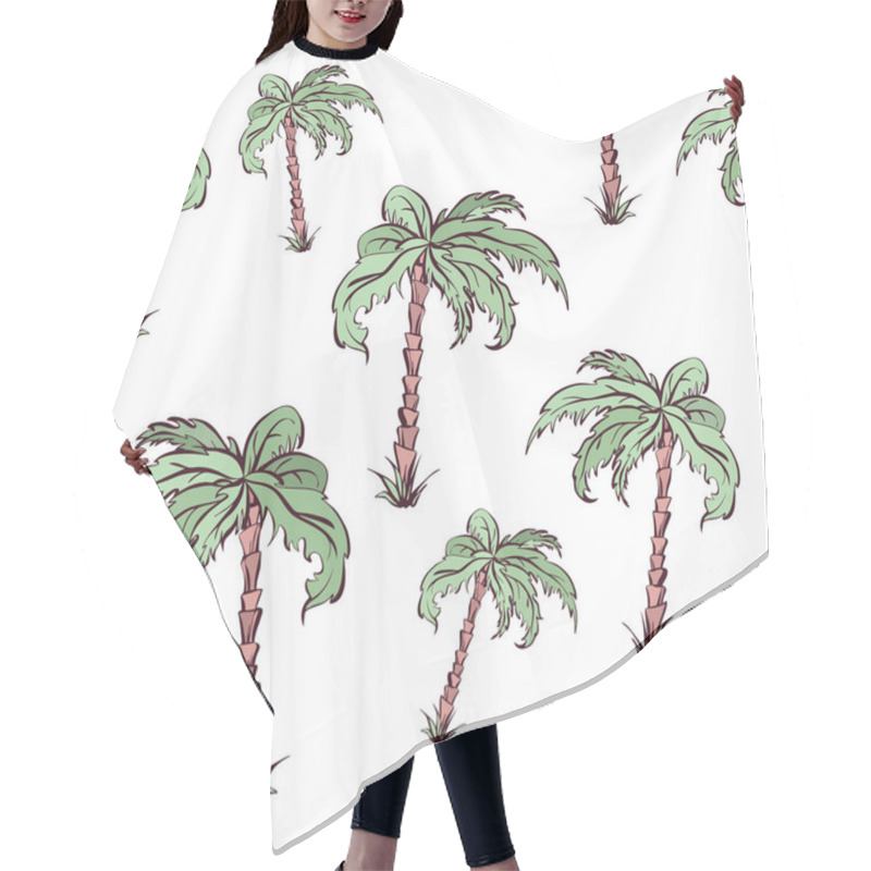 Personality  Seamless Vector Pattern Of Palms In Cartoon Style Hair Cutting Cape