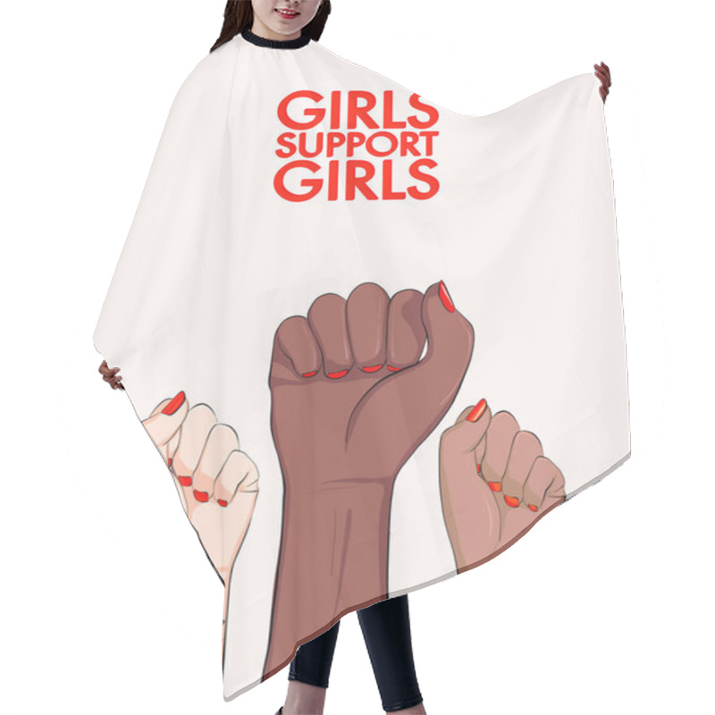 Personality  Girls Support Girls, Woman Arm Divercity Equality Poster. Feminist Power Poster. Anti-discrimination, Stop Racist Active Social Print. Girl Power Banner.  Vector Voice Matters  Canvas, Printable  Art. Hair Cutting Cape