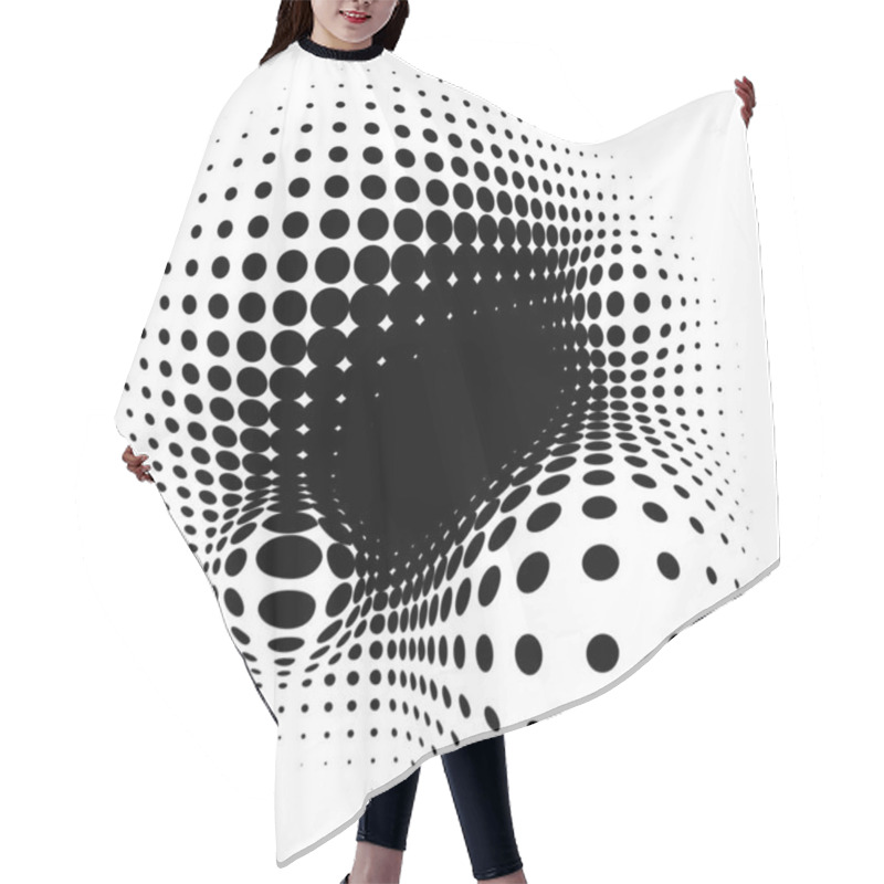 Personality  Spherical Distortion Halftone Dots Element. Orb, Ball Deform On Bulge, Bump Speckles, Polka-dots And Screentone.Pointillist, Pointillism Abstract Geometric Circle Element, Pattern.Curve,camber FX Hair Cutting Cape