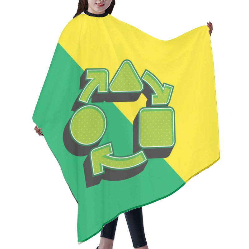 Personality  Adaptive Green And Yellow Modern 3d Vector Icon Logo Hair Cutting Cape