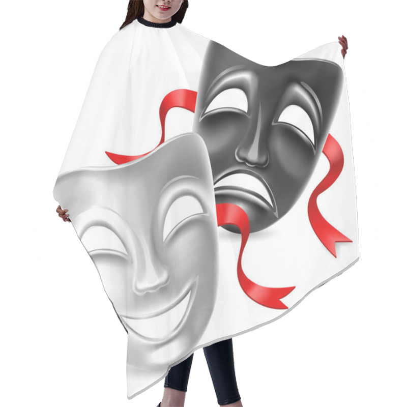 Personality  Theatrical Mask. Black And White. Isolated. Mesh. Clipping Mask Hair Cutting Cape