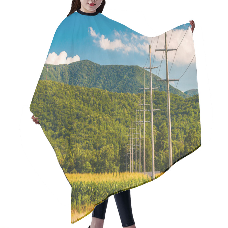 Personality  Power Lines And View Of The Blue Ridge Mountains In The Shenando Hair Cutting Cape