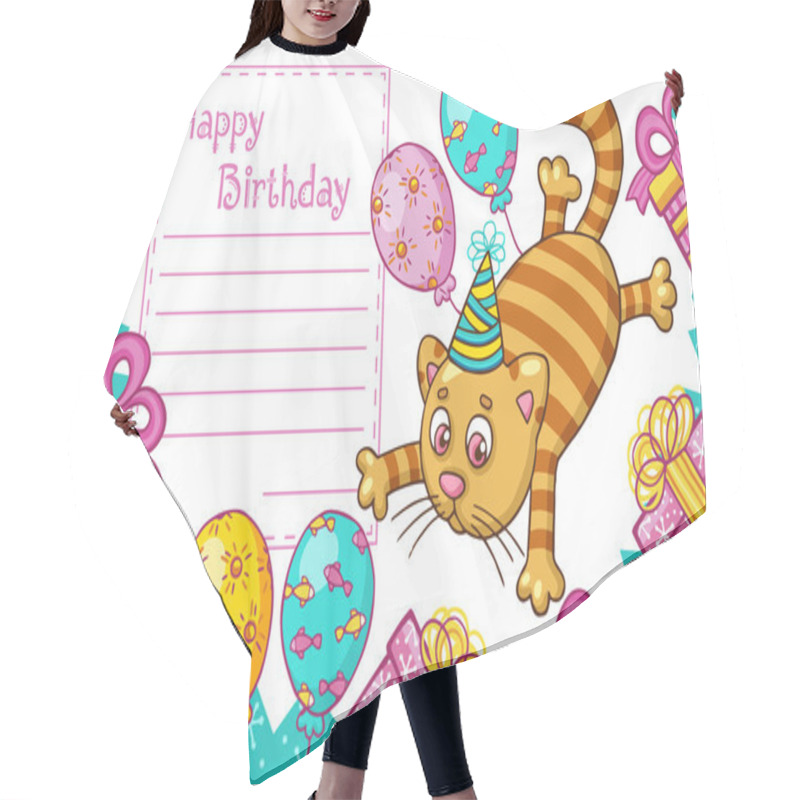 Personality  Happy Birthday Card With Cat Hair Cutting Cape