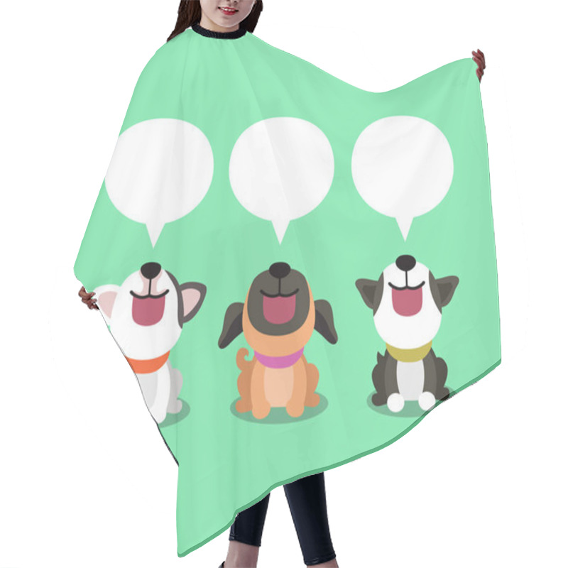 Personality  Vector Cartoon Cute Dogs With Speech Bubbles For Design. Hair Cutting Cape