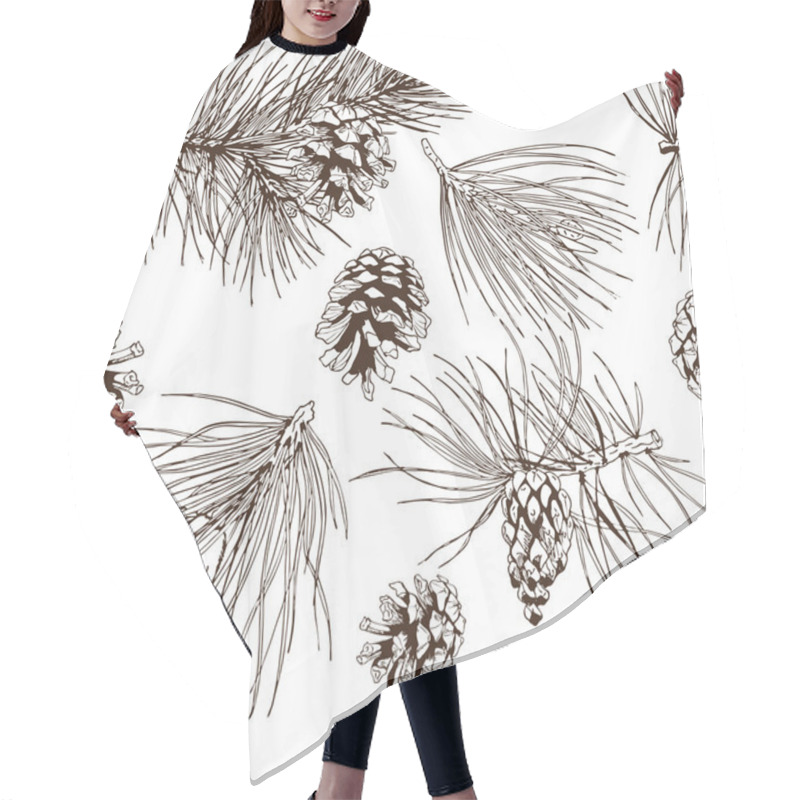 Personality  Pine Branches Seamless Pattern Hair Cutting Cape