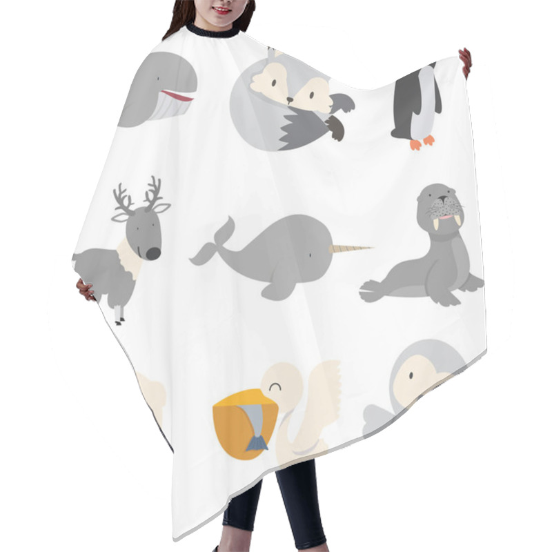 Personality  Artic Animals Cartoon Collection Flat Design Set Hair Cutting Cape