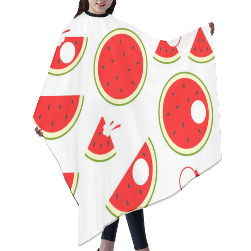 Personality  Watermelon Icons. Vector Water Melon. Slice Fruit Isolated On White Background Hair Cutting Cape