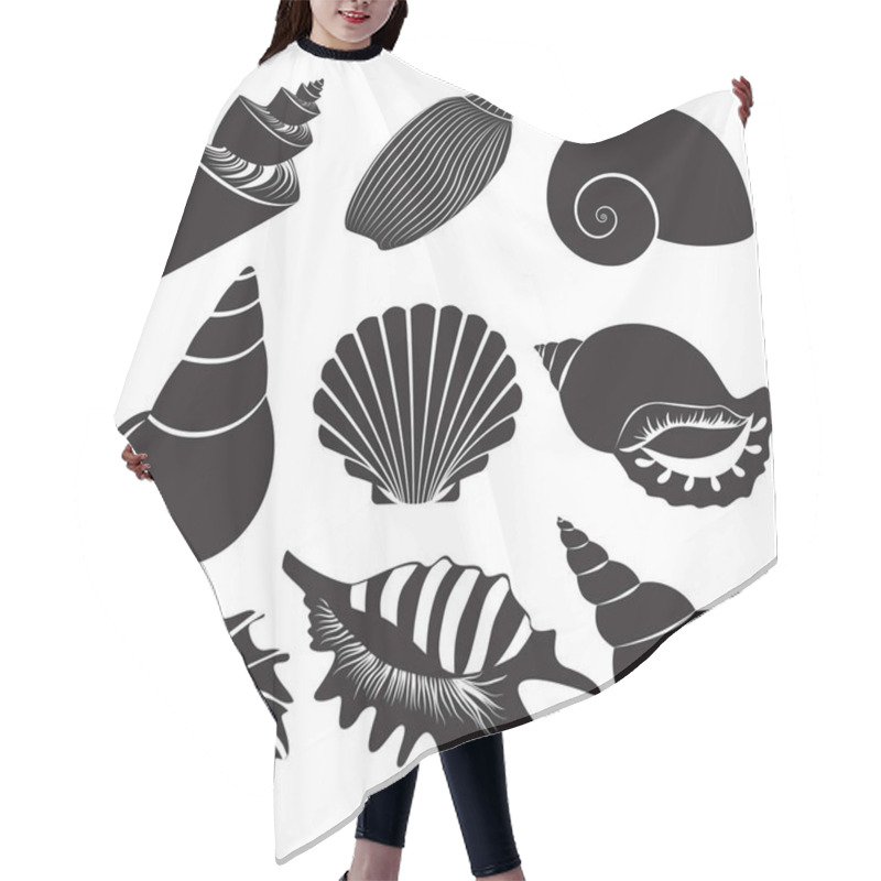 Personality  Vector Sea Shells. Seashell Silhouettes Set Isolated. Hair Cutting Cape