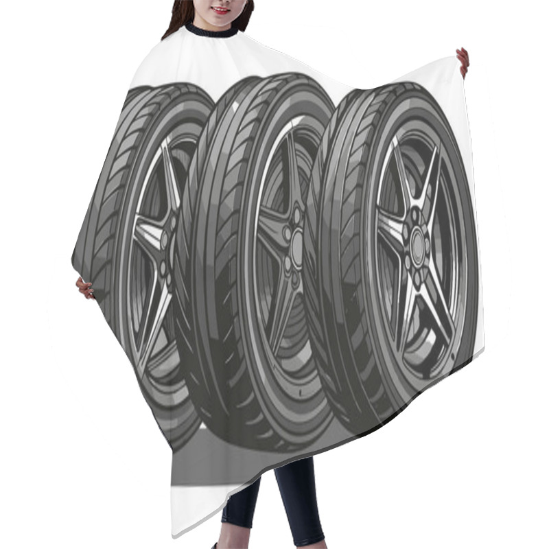 Personality  Car Tires. Wheels For Car. Vector Illustration Hair Cutting Cape