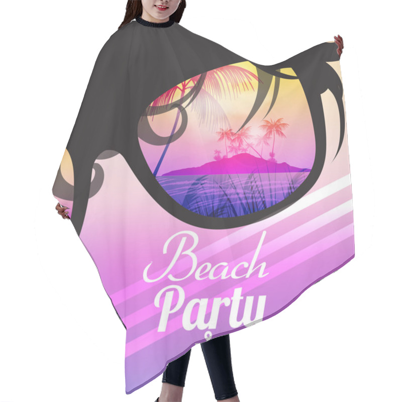 Personality  Summer Beach Party Flyer Design With Sunglasses On Blurred Background - Vector Illustration Hair Cutting Cape