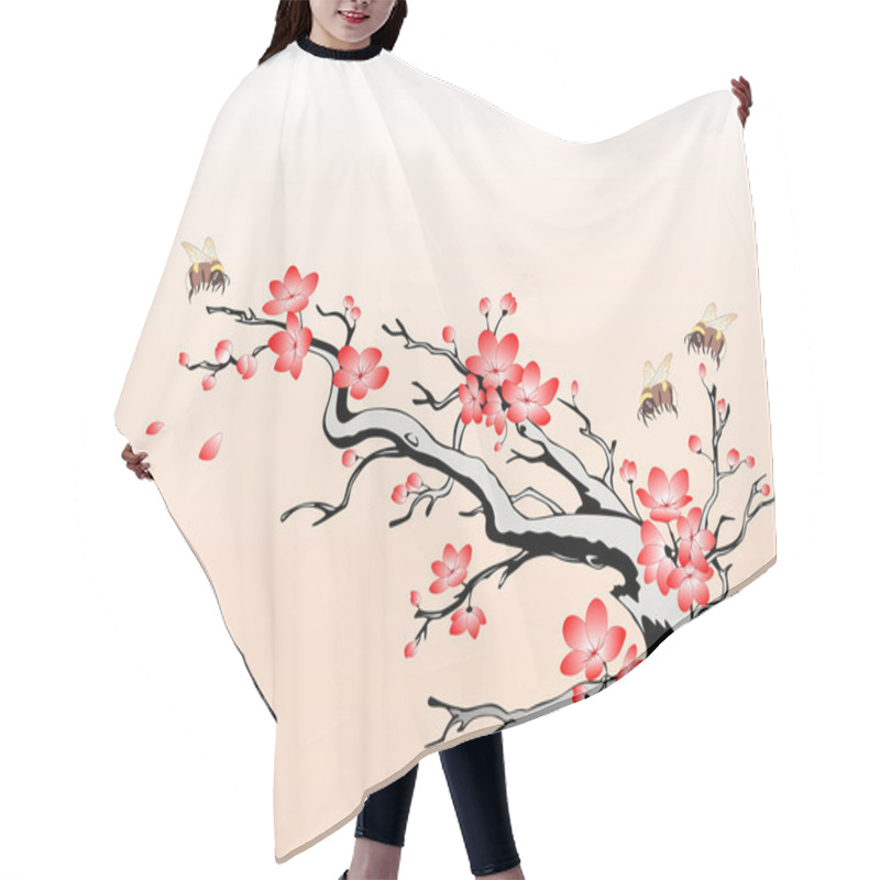 Personality  Flowering Cherry Branch Hair Cutting Cape