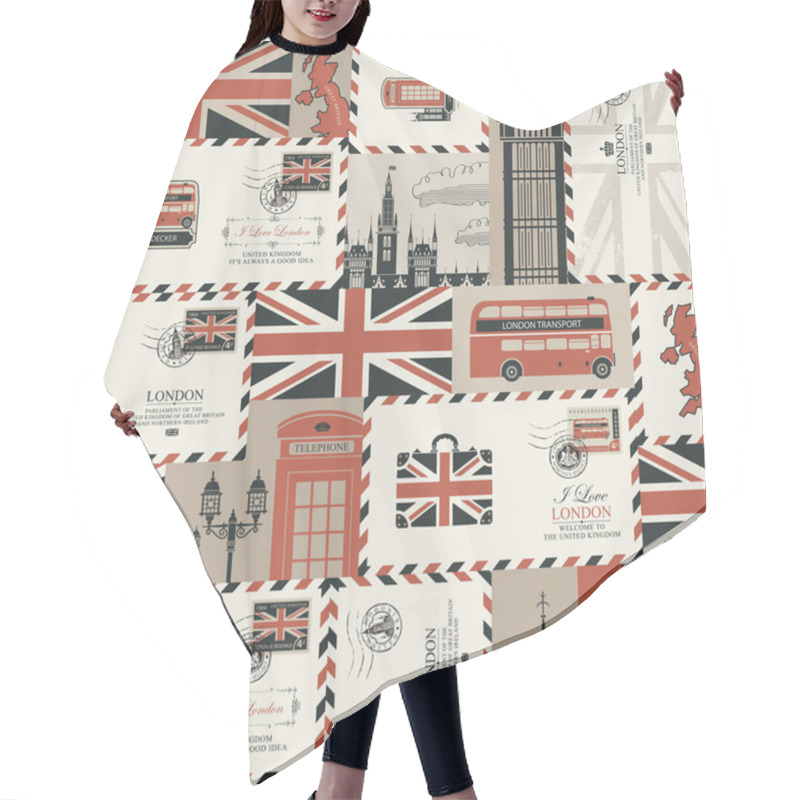 Personality  Seamless Background On Theme Of UK And London Hair Cutting Cape