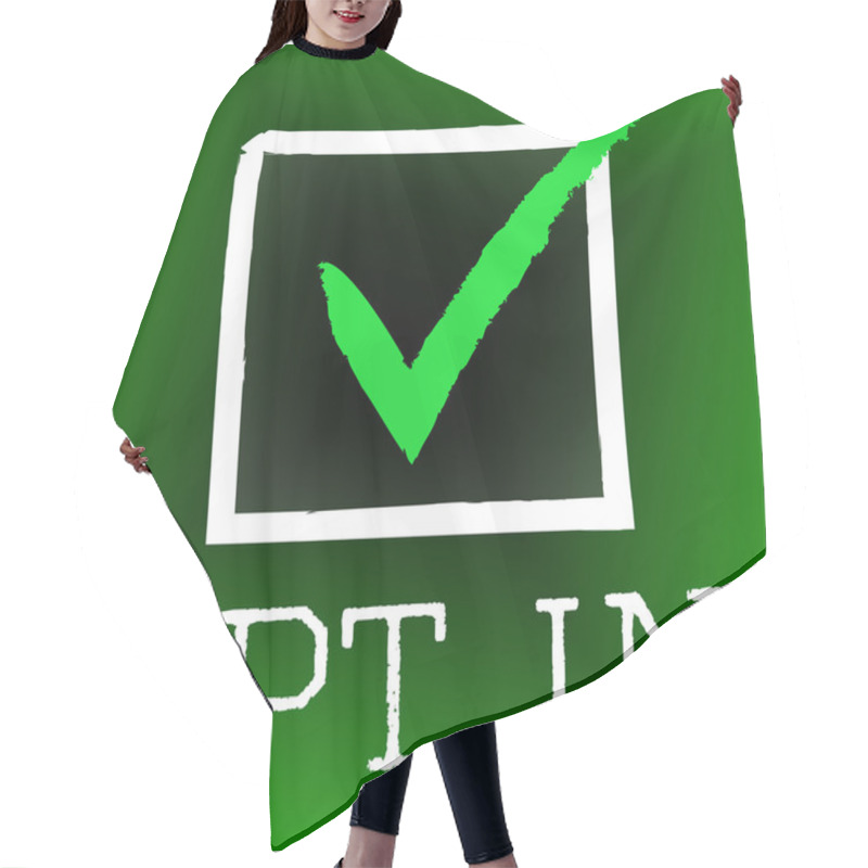 Personality  Opt In Represents Tick Symbol And Checked Hair Cutting Cape