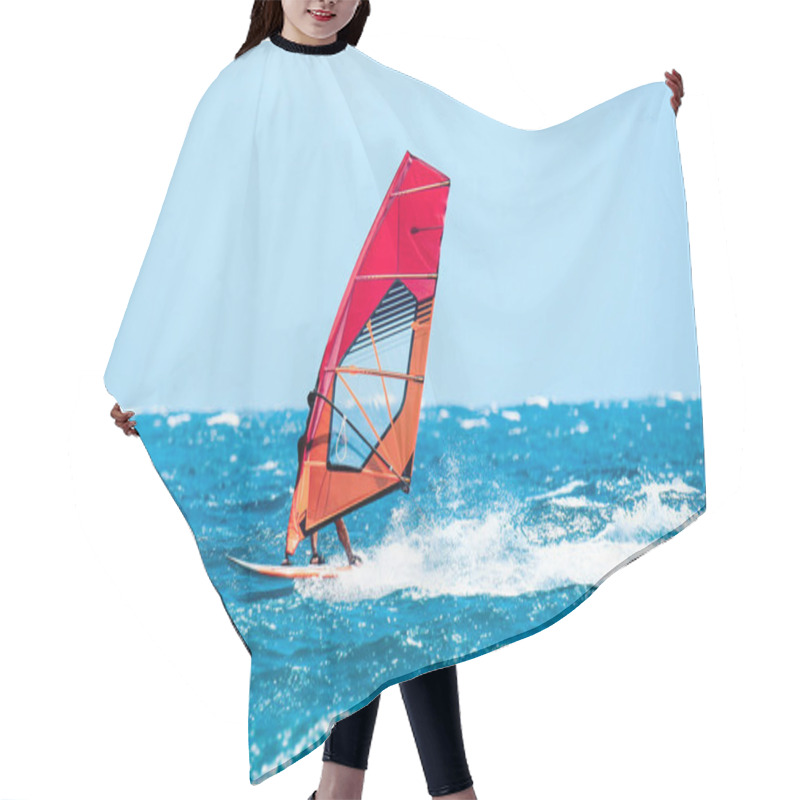 Personality  Windsurfer Have A Fun Riding The Waves During A Sunny Summer Day Hair Cutting Cape