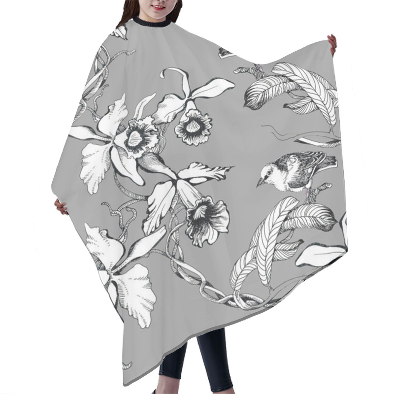 Personality  Birds On Twig Seamless Pattern Hair Cutting Cape