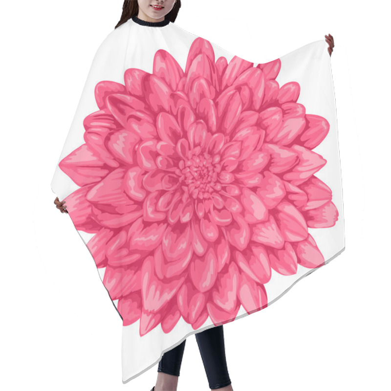 Personality  Beautiful Pink Dahlia Isolated On White Background. Hair Cutting Cape