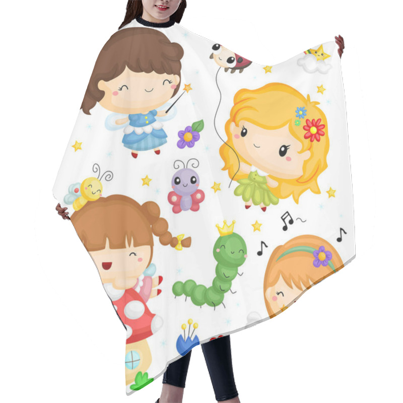 Personality  Fairy Vector Set Hair Cutting Cape