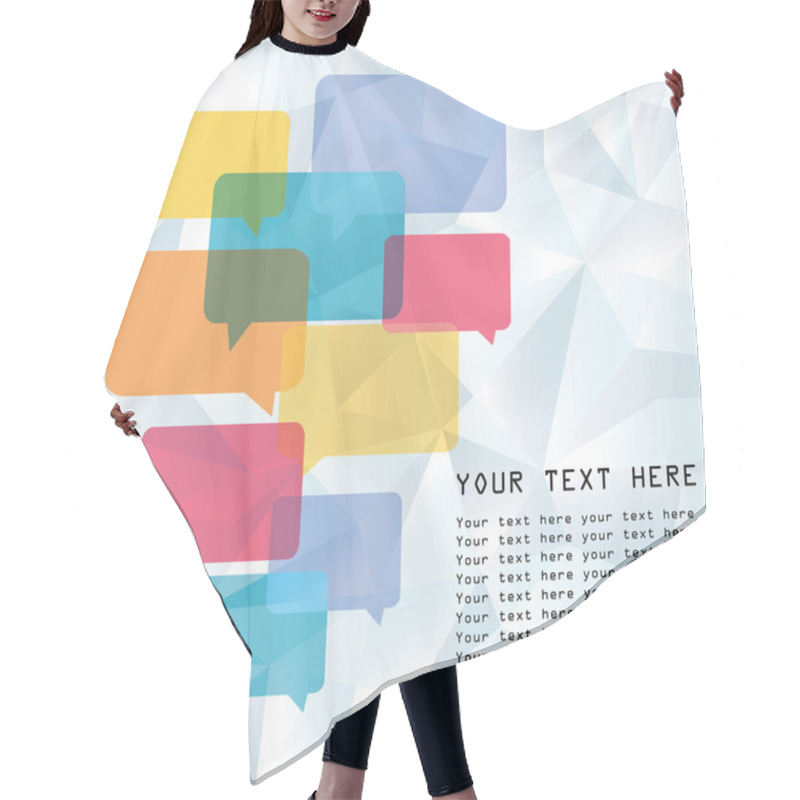 Personality  Speech bubbles with low poly design background hair cutting cape