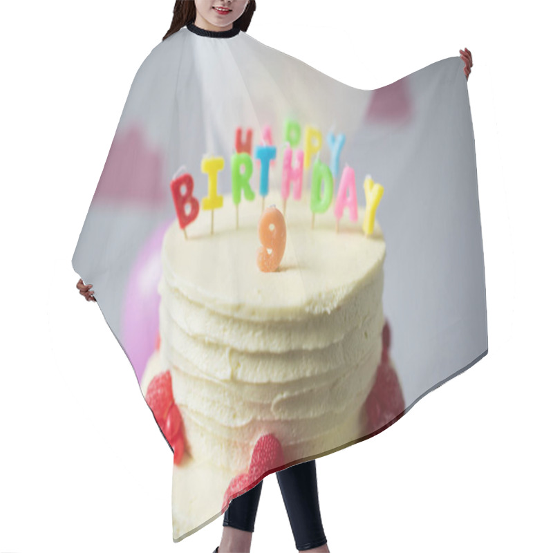 Personality  Birthday Cake With Number Nine Hair Cutting Cape