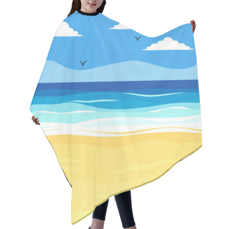 Personality  Beach With Palm Trees And Sea, Ocean, Vacation And Tourism Concept. Summer, Vacation Hair Cutting Cape