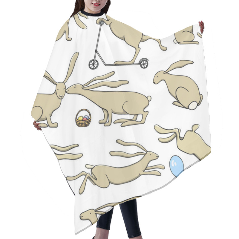 Personality  Hand Drawn Hares Pattern Hair Cutting Cape