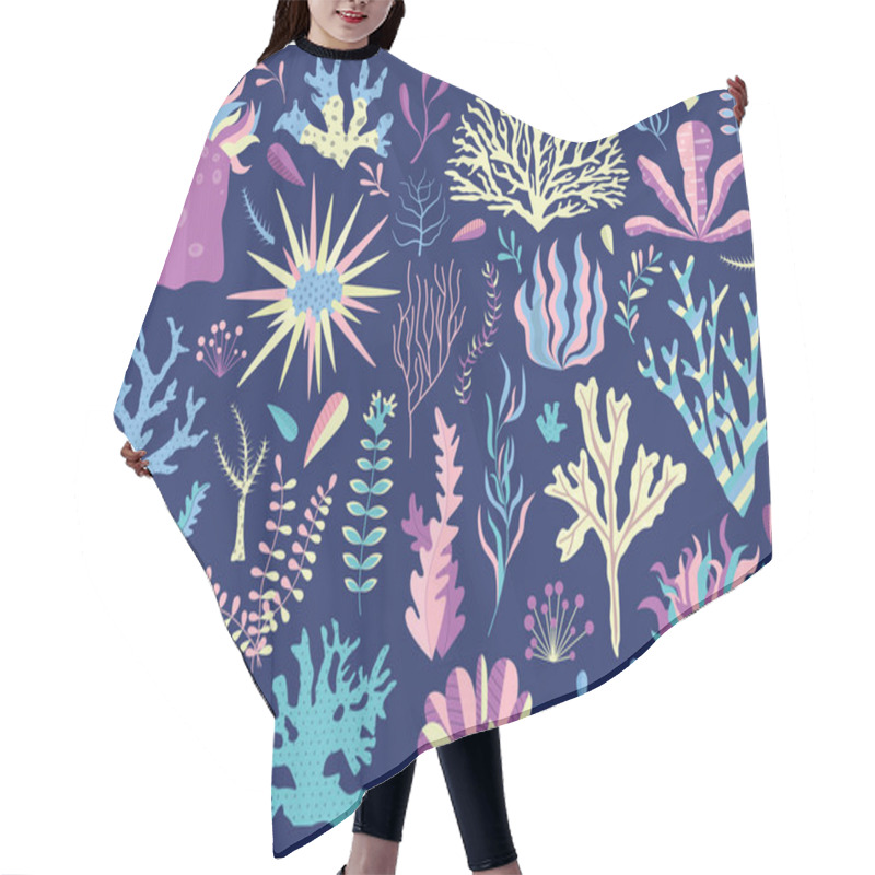 Personality  Underwater Coral Reef With Seaweeds And Anemones Hair Cutting Cape