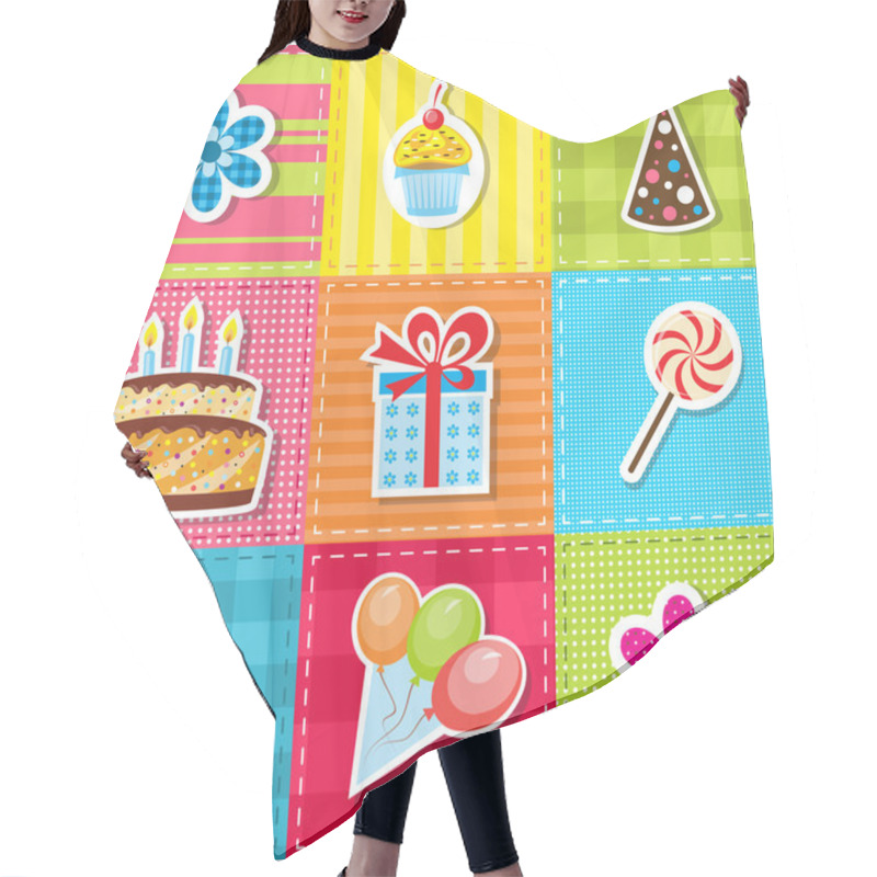 Personality  Patchwork With Birthday Party Elements Hair Cutting Cape