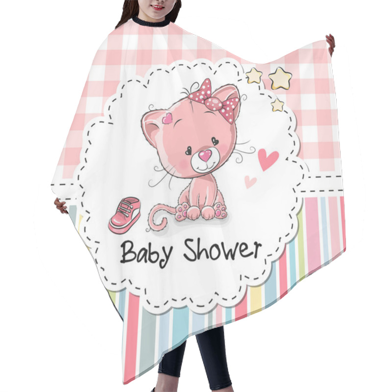 Personality  Baby Shower Greeting Card With Kitten Hair Cutting Cape