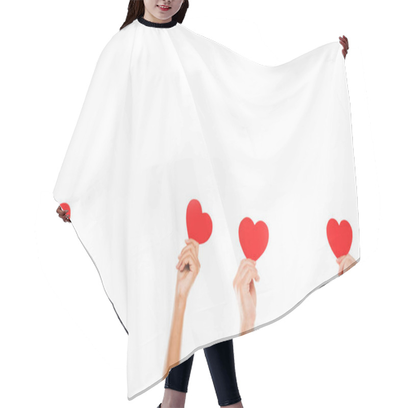 Personality  Hands With Red Paper Hearts Hair Cutting Cape