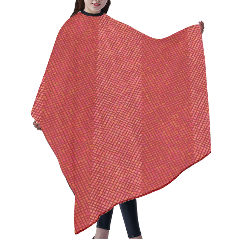 Personality  Seamless Red Crochet Pattern.  Hair Cutting Cape