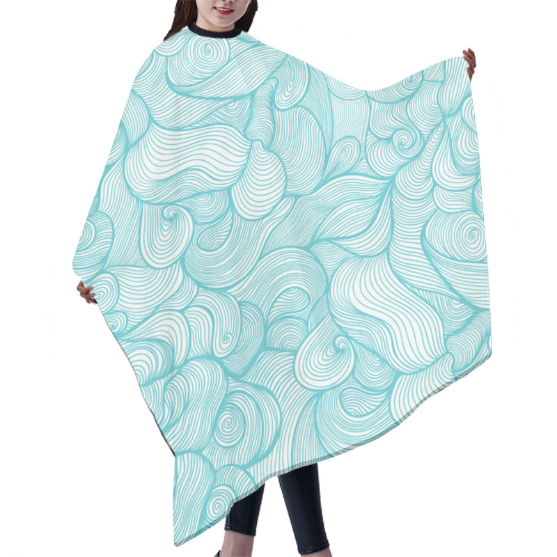 Personality  Seamless Abstract Hand-drawn Pattern, Waves Background. Abstract Hair Cutting Cape