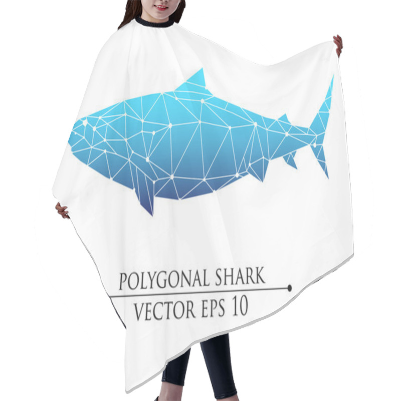 Personality  Blue Polygonal Abstract Shark,isometric Vector Big Fish Illustration. Web Design, Decoration, Banner, Poster Print Element Hair Cutting Cape