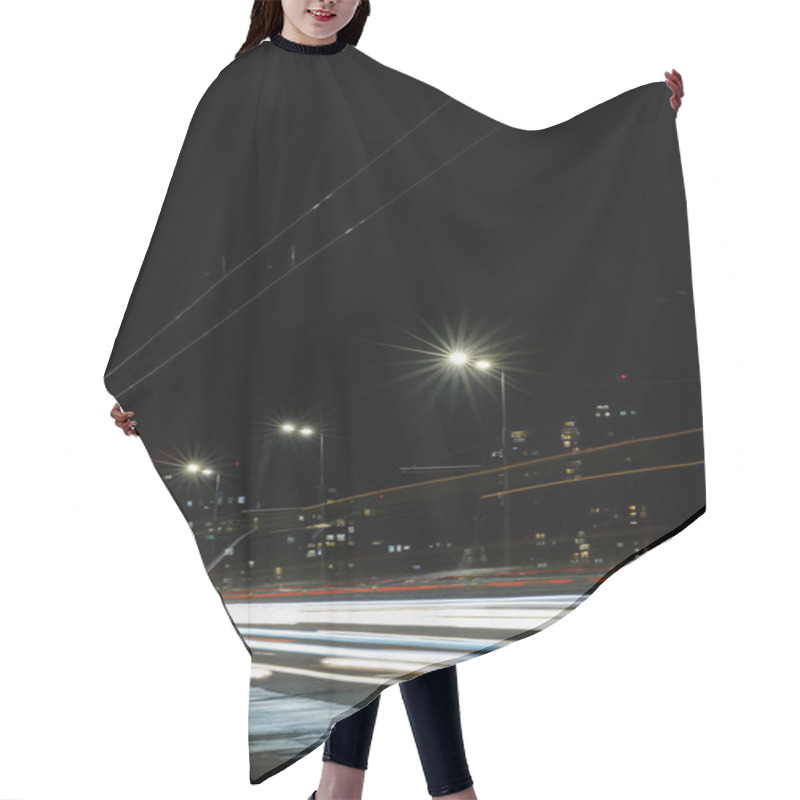 Personality  Long Exposure Of Lights On Road At Night Busy City Hair Cutting Cape