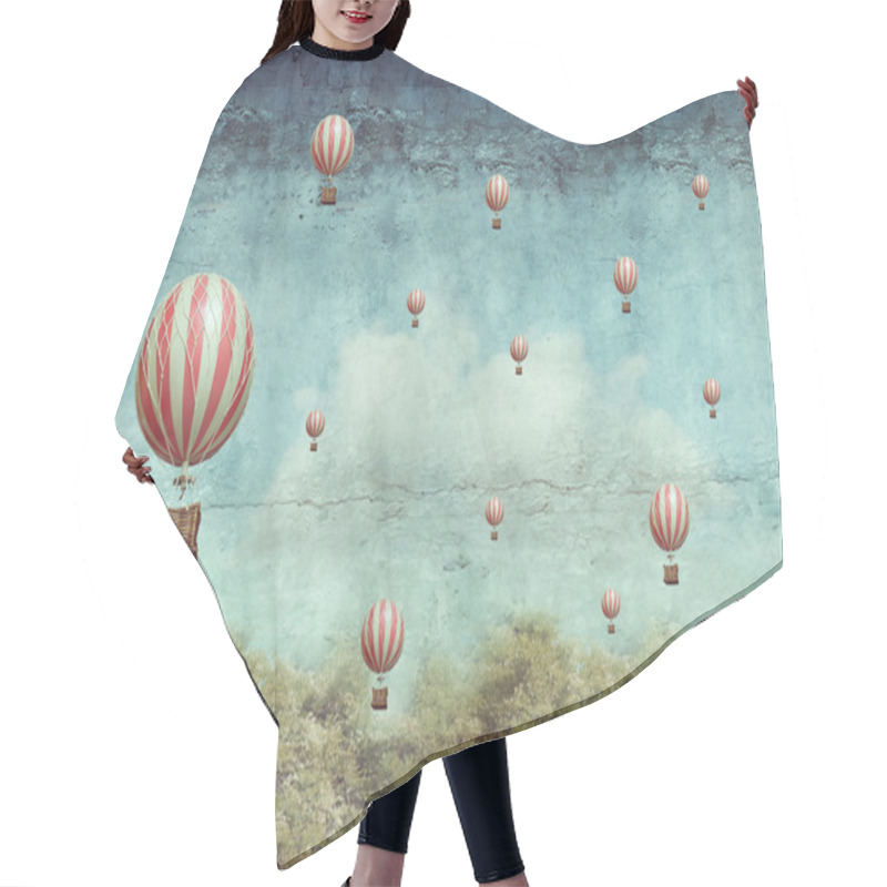 Personality  Hot Air Ballons Flying Over A Forest Hair Cutting Cape