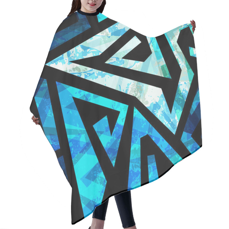 Personality  Blue Labyrinth Seamless Pattern With Grunge Effect Hair Cutting Cape