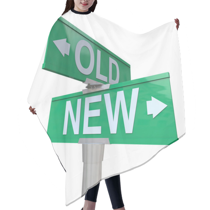 Personality  Choose Old Or New 2-Way Street Sign Pointing Arrows Hair Cutting Cape