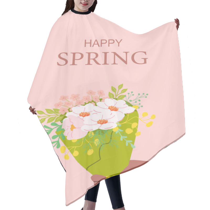 Personality  Happy Spring Floral Bouquet In Hand Celebrating Seasonal Blooms And Sunshine. Hair Cutting Cape