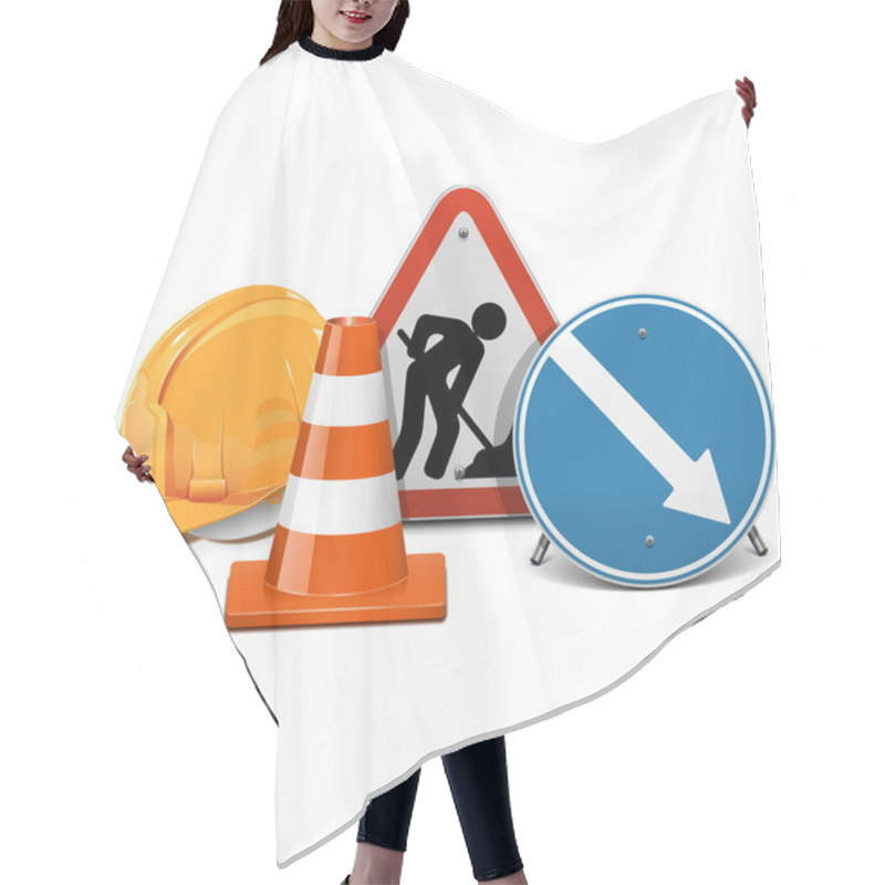 Personality  Vector Road Construction Concept Hair Cutting Cape