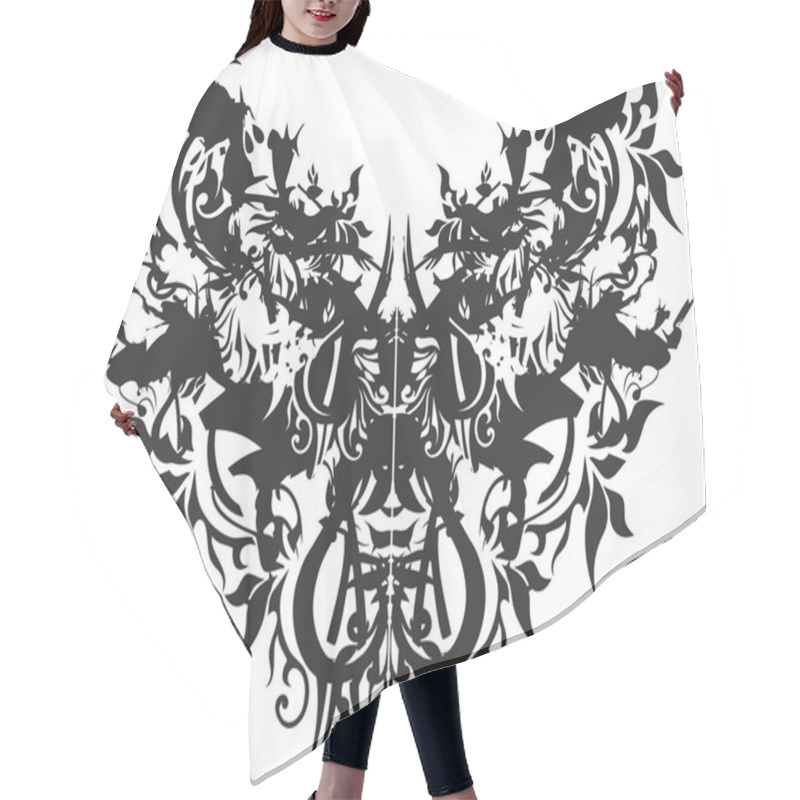 Personality  Scary Butterfly Wings With Floral And Bird Patterns On A White Background. Grunge Dangerous Butterfly Wings For Fabric, Prints, Textiles, Emblems, Wallpaper, Fashion, Embroidery, Posters, Cards, Etc. Hair Cutting Cape