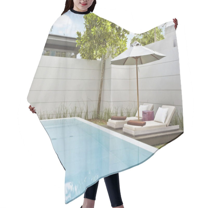 Personality  Image Of Nice Modern Summer Patio With Swimming Pool Hair Cutting Cape