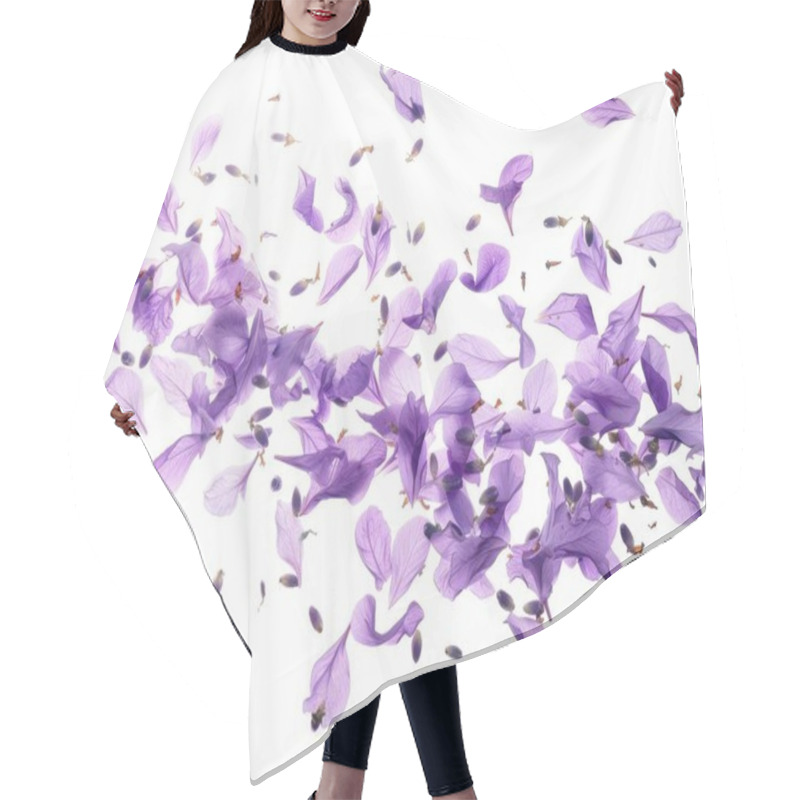 Personality  A Stunning Display Of Vibrant Purple Flower Petals Scattered Gracefully On A Light Background. Hair Cutting Cape