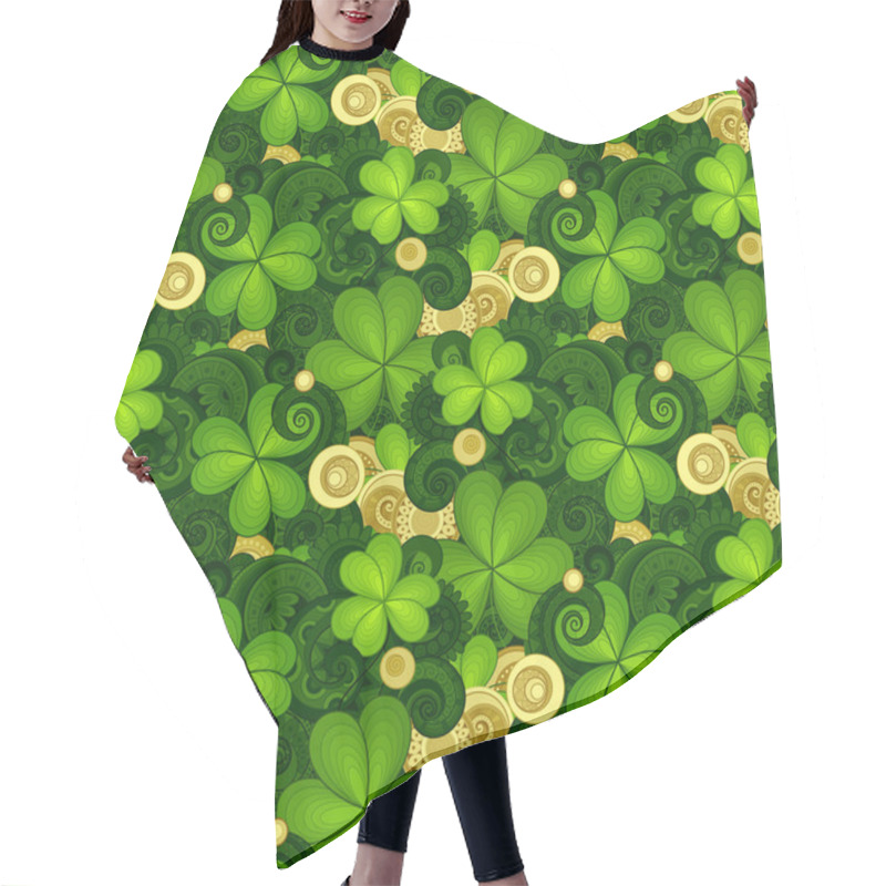 Personality  Pattern With Decorative Clover And Coins Hair Cutting Cape