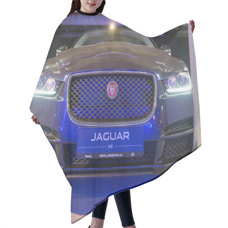 Personality  Exhibition With Jaguar XE In Kiev, Ukraine. Hair Cutting Cape