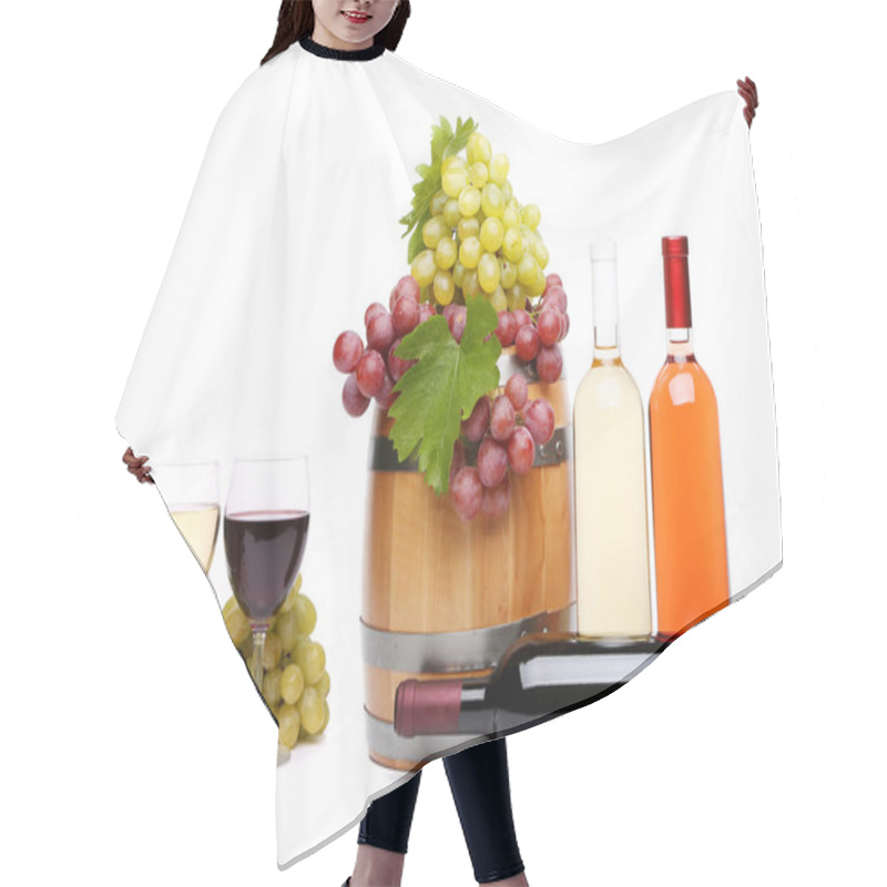 Personality  Grape, Barrel, Bottles And Glasses Of Wine Hair Cutting Cape