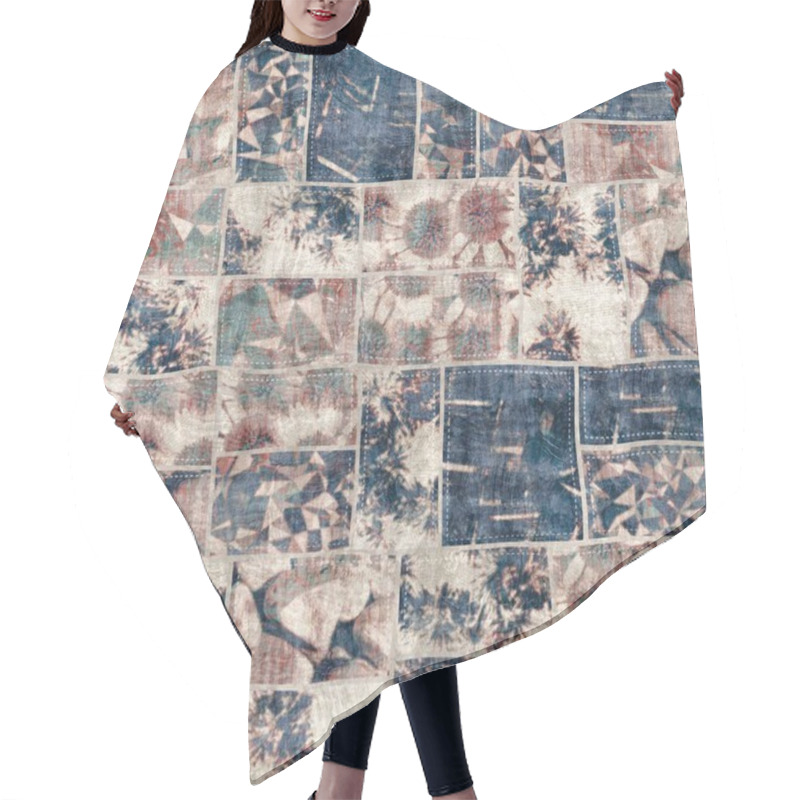 Personality  Seamless Patchwork Collage Mix Quilt Pattern Print Hair Cutting Cape