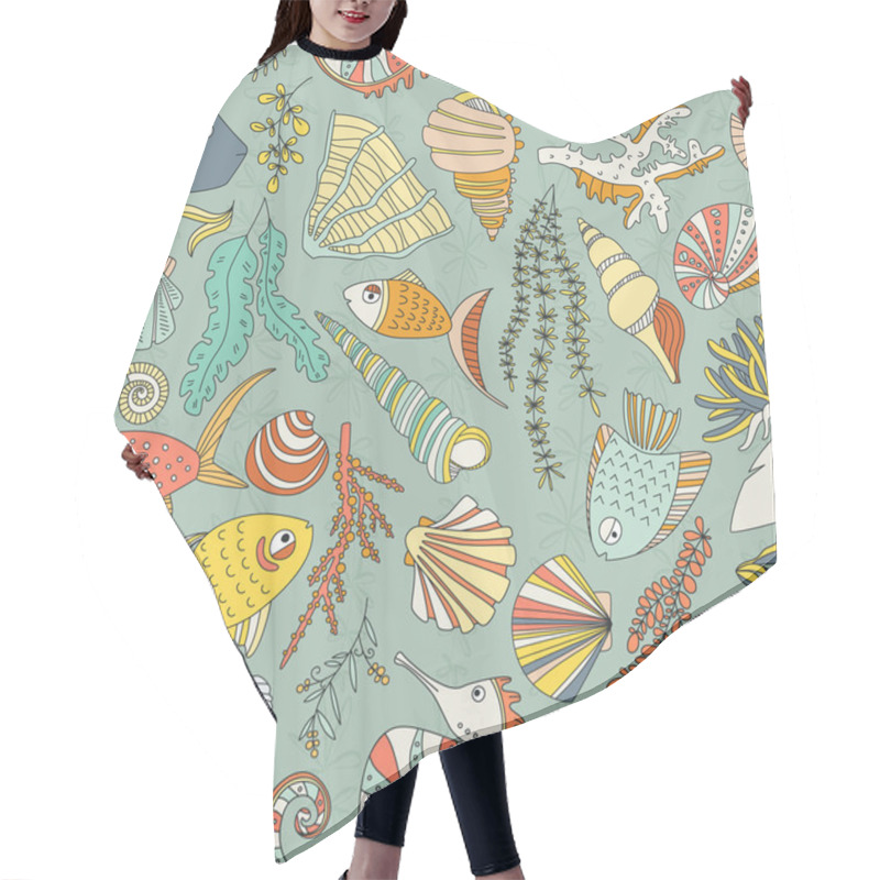 Personality  Ocean Seamless Pattern Hair Cutting Cape