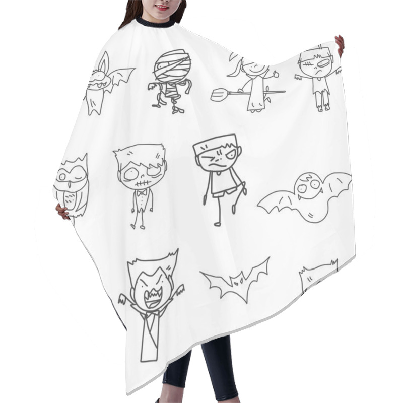 Personality  Hand Drawing Cartoon Halloween Hair Cutting Cape