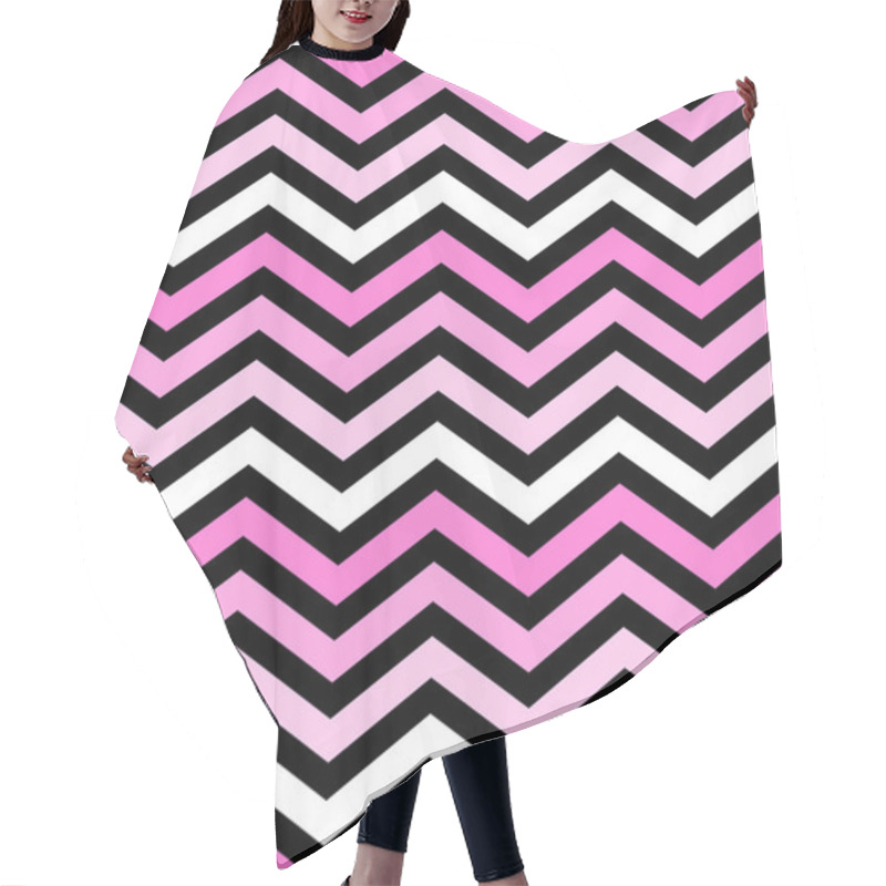 Personality  Pink, White And Black Zigzag Pattern Background Hair Cutting Cape