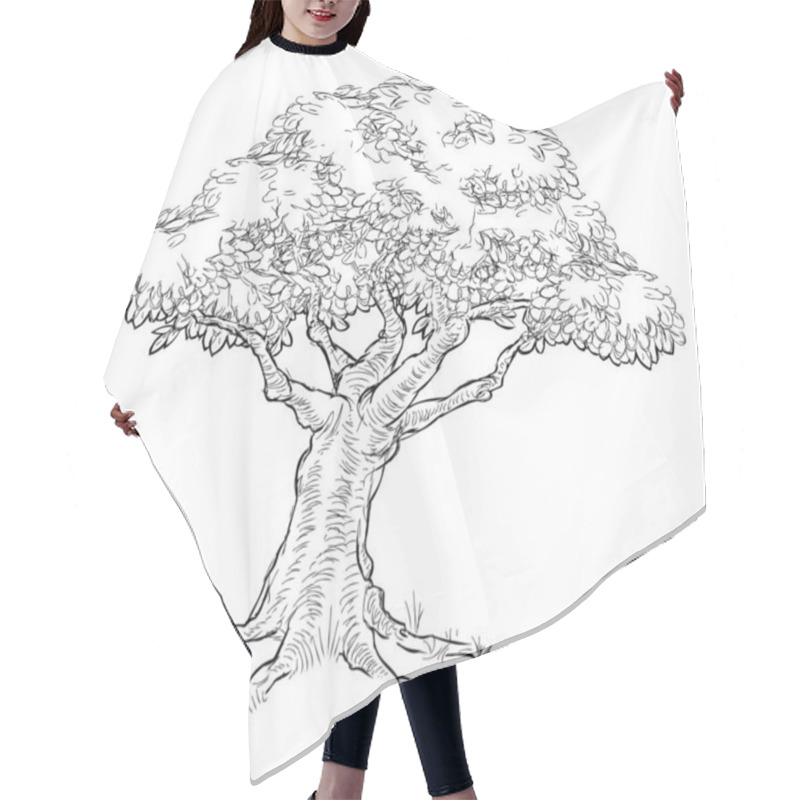 Personality  Woodcut Sketch Style Tree Hair Cutting Cape